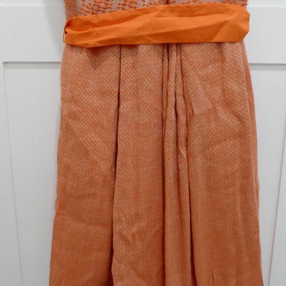 Anthropologie Eva Franco Dress Swing Orange Texture 50's Housewife Belted - Picture 5 of 7